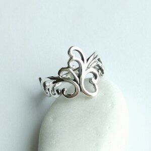 Sterling silver filigree swirl band sz 7 Renaissance revival